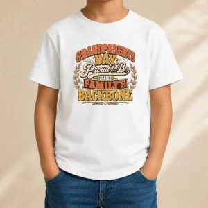 Good Nice Grandparents Day Proud Family Backbone Vintage Kids T Shirt featuring classic typography on a comfortable cotton tee