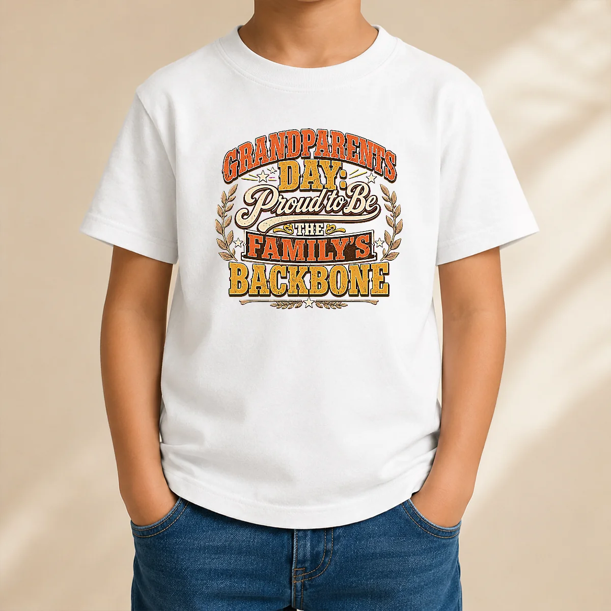Good Nice Grandparents Day Proud Family Backbone Vintage Kids T Shirt featuring classic typography on a comfortable cotton tee