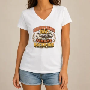 Good Nice Grandparents Day Proud Family Backbone Vintage V Neck Shirt in soft fabric with classic fit