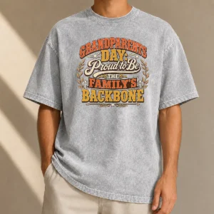 Good Nice Grandparents Day Proud Family Backbone Vintage Washed T-Shirt