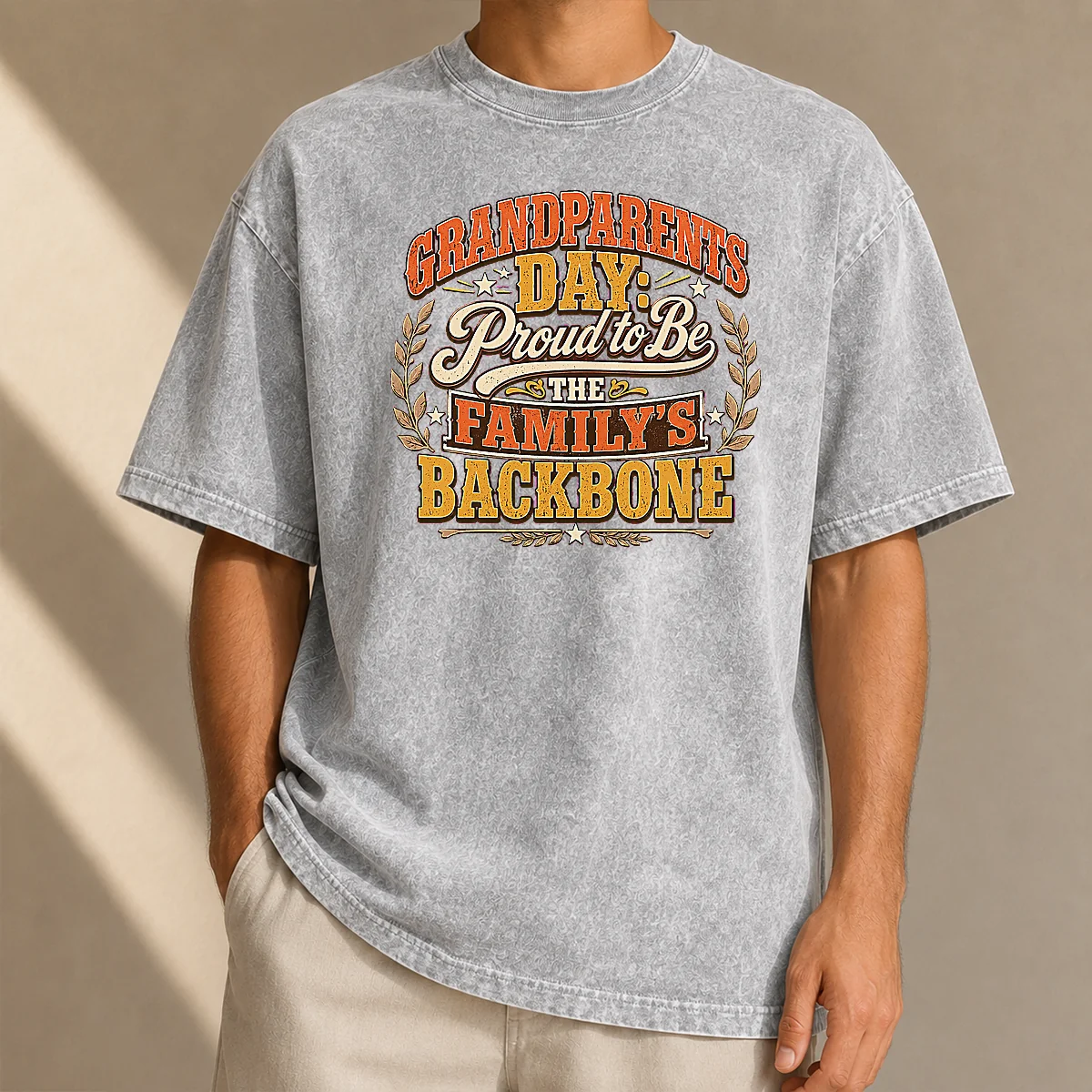 Good Nice Grandparents Day Proud Family Backbone Vintage Washed T-Shirt