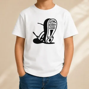 Good Stomp Out Every Transphobe Boot Social Justice Activism Equality Protest kids t shirt with bold graphic for children