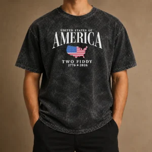 Good United States Of America Two Fiddy 1776 2026 Washed T-Shirt
