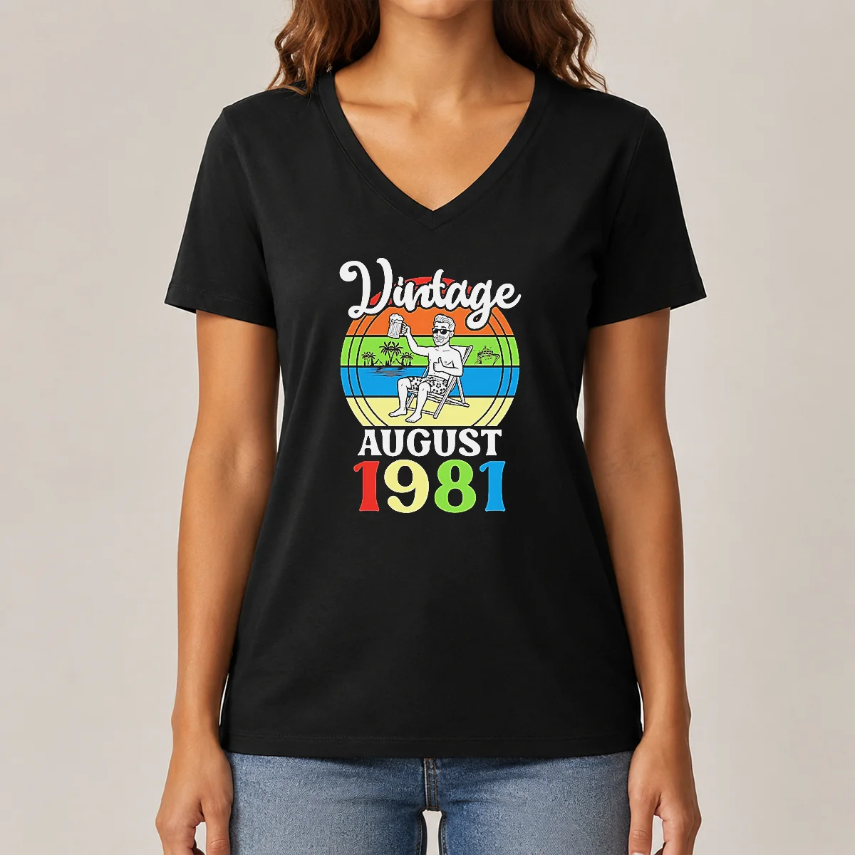 Good Vintage August 1981 V-Neck Shirt Good Vintage August 1981 V-Neck Shirt