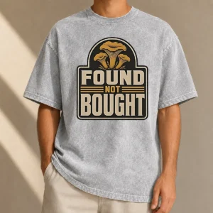 Happy Pretty Found Not Bought Chanterelle Mushroom Badge Washed T-Shirt