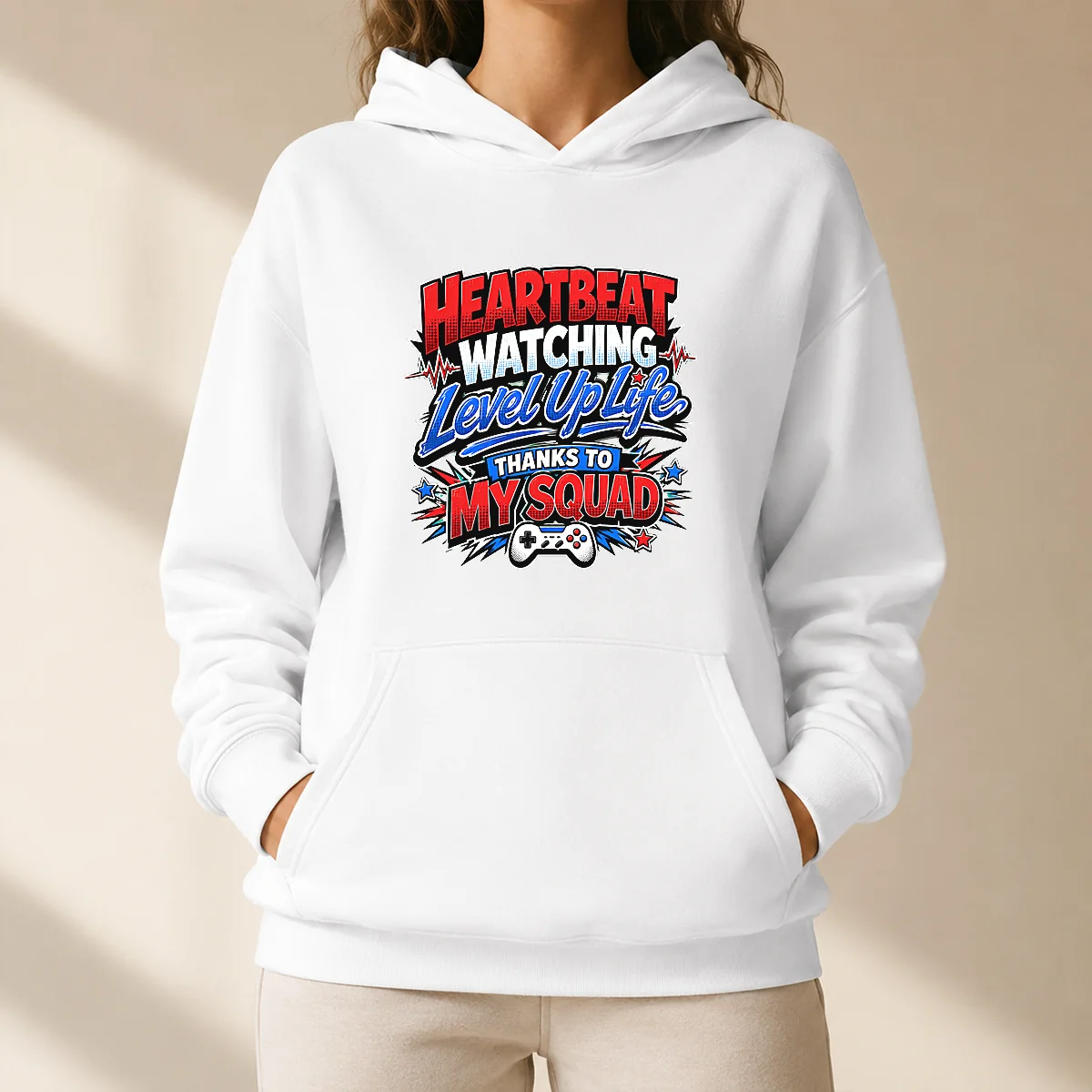 Heartbeat Watching Level Up Life Thanks To My Squad Comic Hoodie
