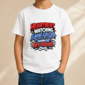 Heartbeat Watching Level Up Life Thanks To My Squad Comic Kids T-Shirt