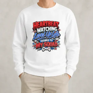 Heartbeat Watching Level Up Life Thanks To My Squad Comic Sweater