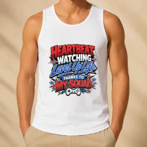 Heartbeat Watching Level Up Life Thanks To My Squad Comic Tank Top