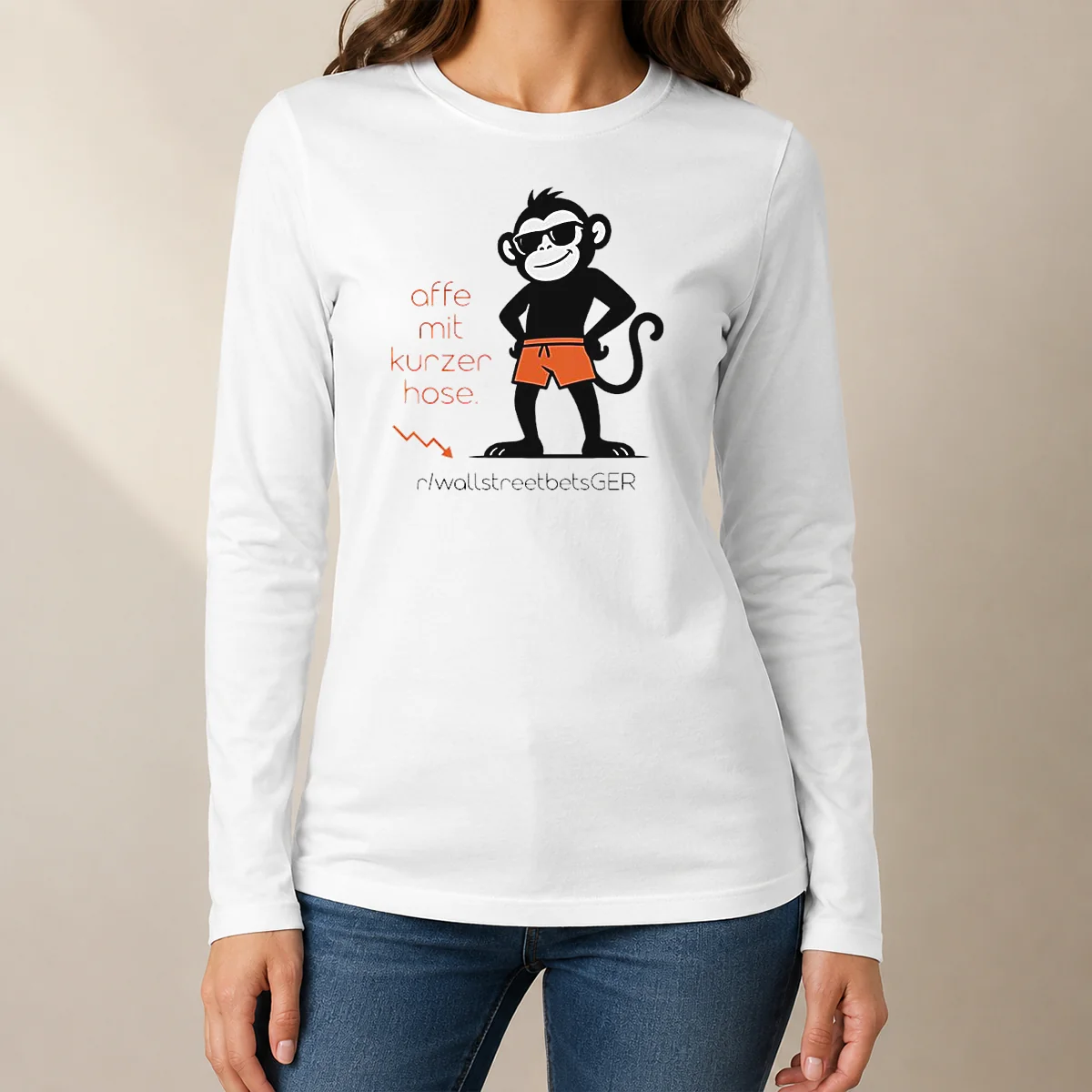 Hot Affe Mit Kurzer Hose Long Sleeve Shirt