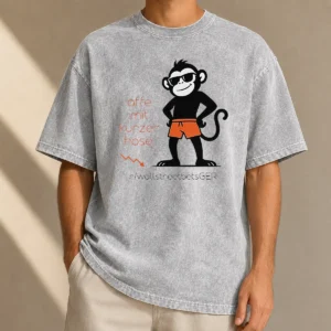 Hot Affe Mit Kurzer Hose Washed T-Shirt