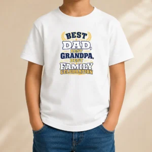 Hot Awesome Family Celebration Typography Proud Dad Grandpas kids t shirt in vibrant colors for children