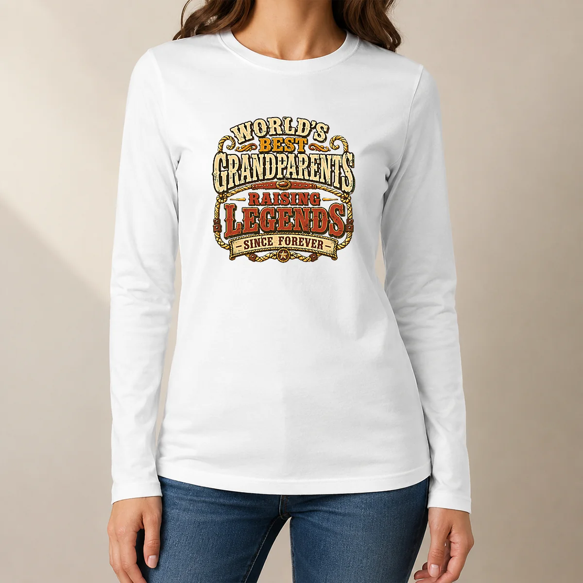 Hot Awesome Grandparents Day Legendary Roots Western Vintage long sleeve shirt in classic fit with Western style graphic
