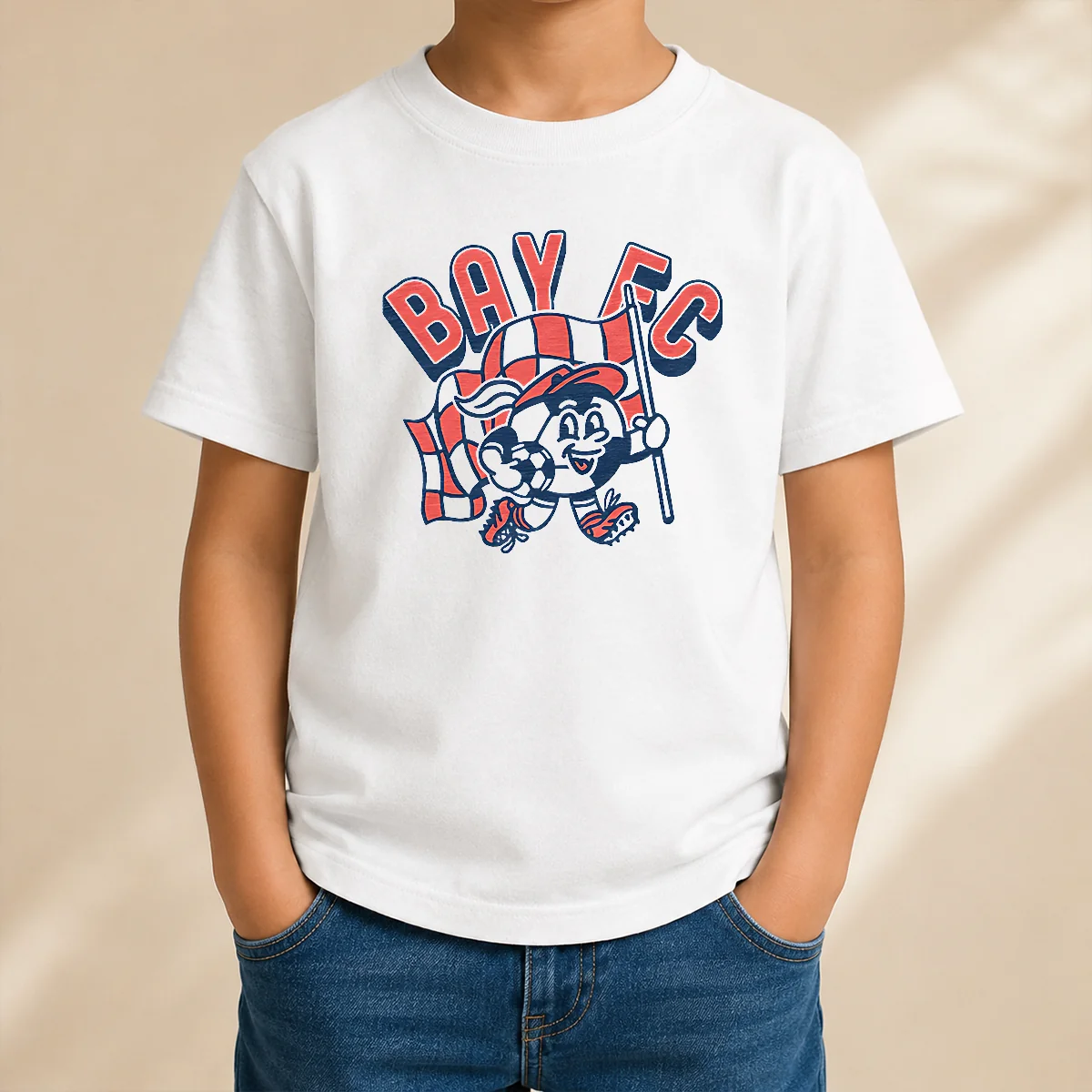 Hot Nice Kid'S Bay FC Soccer Player Ash Kids T Shirt featuring a comfortable fit and soccer-themed graphic in ash color