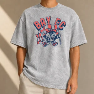 Hot Nice Kid'S Bay FC Soccer Player Ash Washed T-Shirt