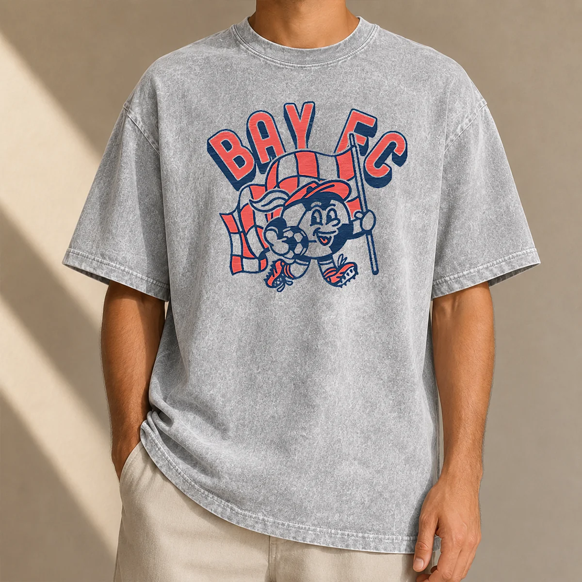 Hot Nice Kid'S Bay FC Soccer Player Ash Washed T-Shirt