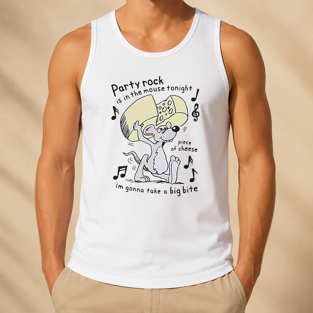 Hot Party Rock Is In The Mouse Tonight Piece Of Cheese Im Gonna Take A Big Bite Tank Top