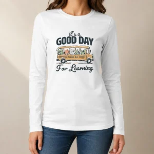 Hot Premium It'S A Good Day For Learning School Bus Animals Long Sleeve Shirt