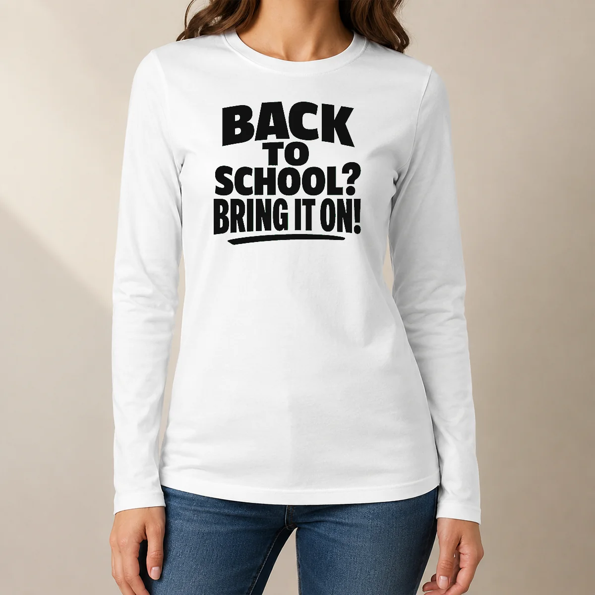 Hot Pretty Back To School Proud Silhouette long sleeve shirt in black with bold white text and silhouette graphic