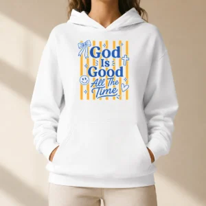 Hot Pretty God Is Good Everyday Retro Stripe Christian Quote Hoodie