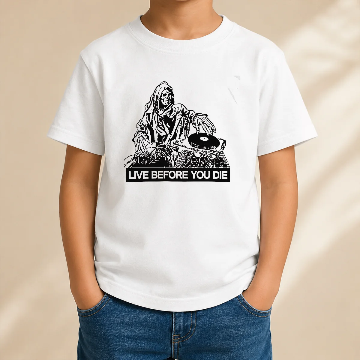 Hot Pretty Grim Reaper DJ Live Before You Die Kids T-Shirt