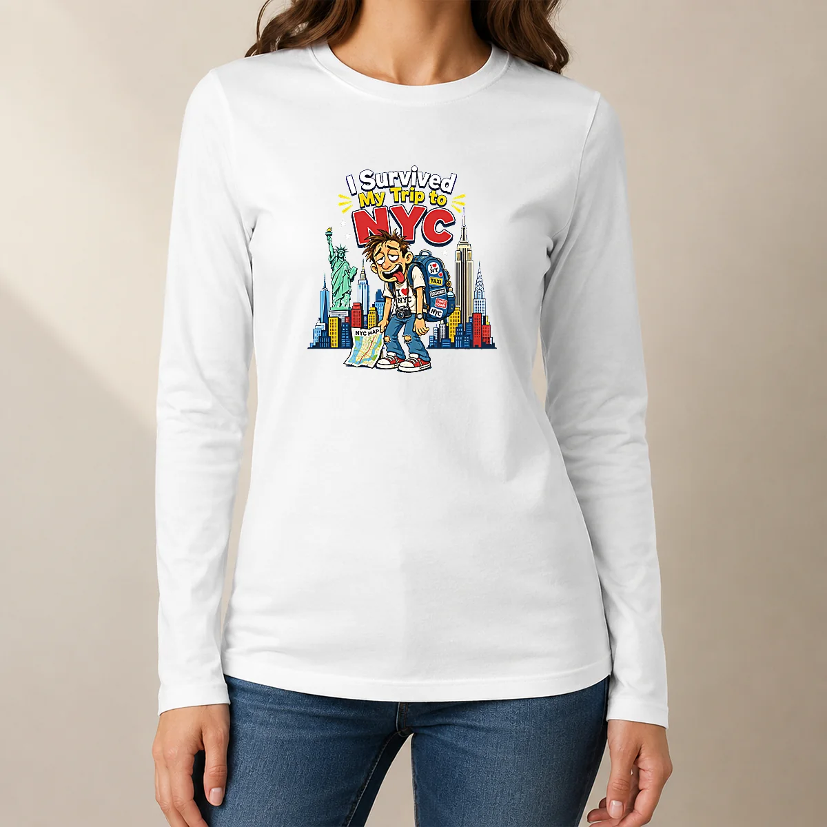 Hot Pretty NYC Trip Survivor Vector Long Sleeve Shirt