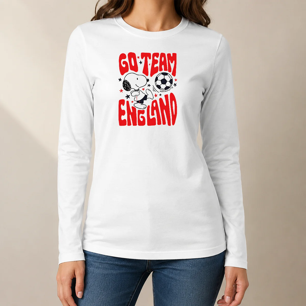 Hot Snoopy England Go Team England World Cup 2026 long sleeve shirt in white with graphic print