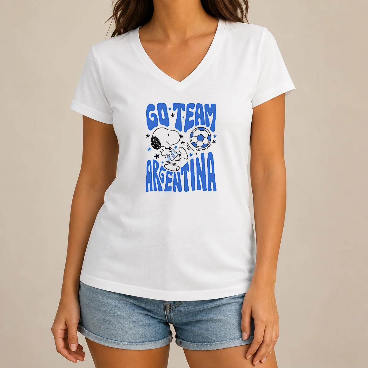 Hot Snoopy Go Team Argentina World V-Neck Shirt Hot Snoopy Go Team Argentina World V-Neck Shirt