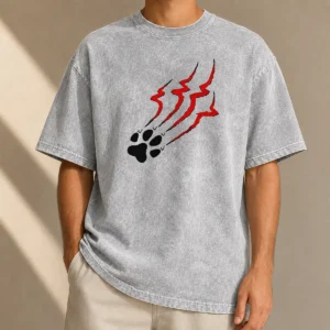 Hot Stripe Tiger Claw Scratch Washed T-Shirt