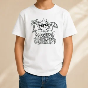 Nice Awesome August Holiday Line Art Relaxed Sun Kids T-Shirt