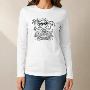 Nice Awesome August Holiday Line Art Relaxed Sun Long Sleeve Shirt