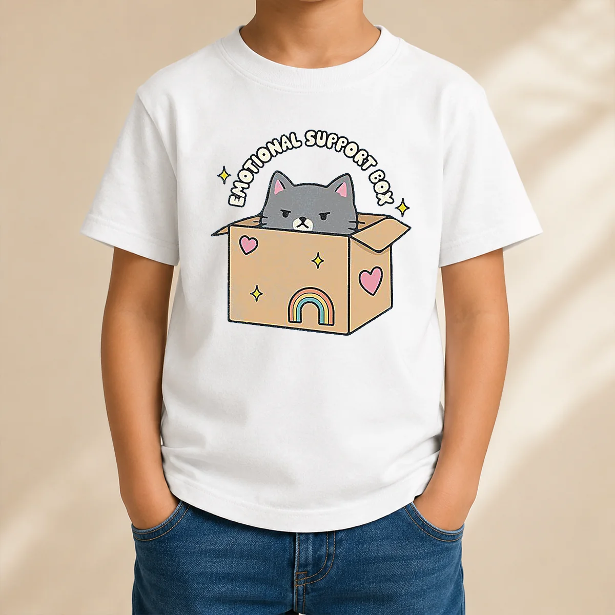 Nice Awesome Emotional Support Box Kids T-Shirt