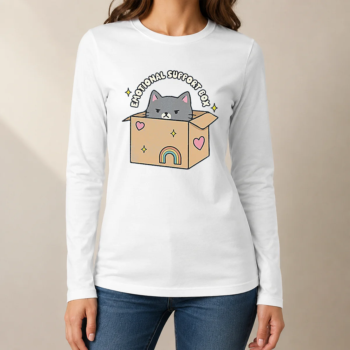 Nice Awesome Emotional Support Box Long Sleeve Shirt