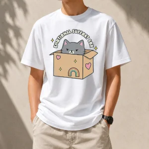 Nice Awesome Emotional Support Box t shirt in classic fit with short sleeves and crew neckline