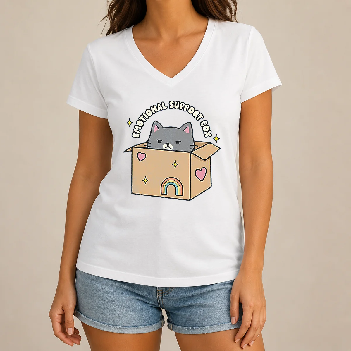 Nice Awesome Emotional Support Box V-Neck Shirt Nice Awesome Emotional Support Box V-Neck Shirt