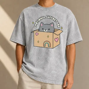Nice Awesome Emotional Support Box Washed T-Shirt