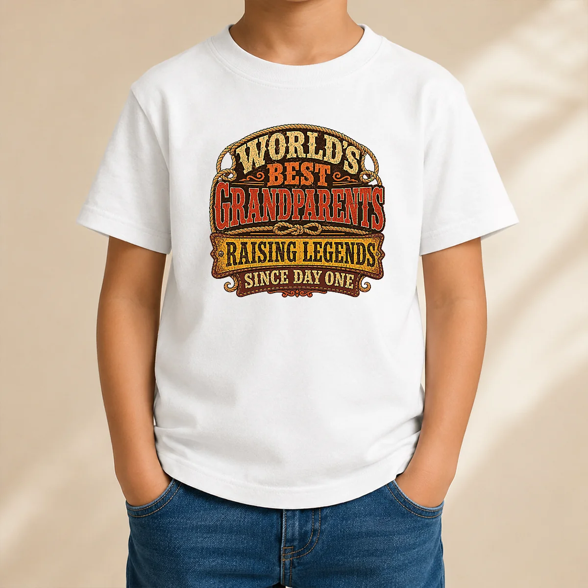 Nice Awesome Grandparents Day Western Vintage Pride Kids T-Shirt