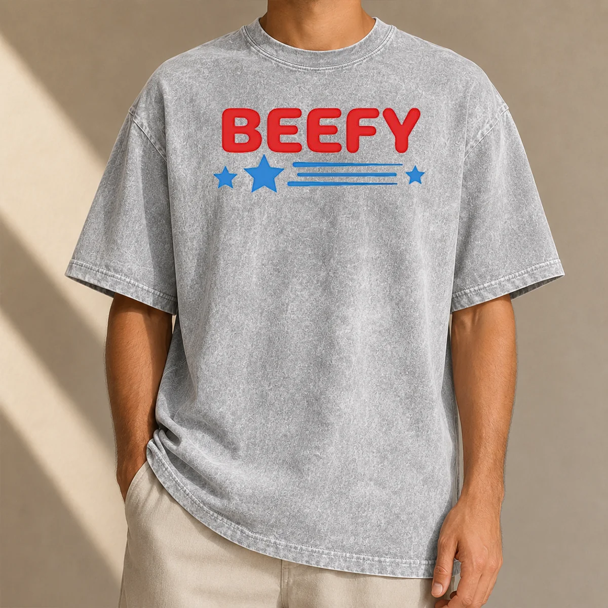 Nice Awesome The Bear Beefy Stars Washed T-Shirt