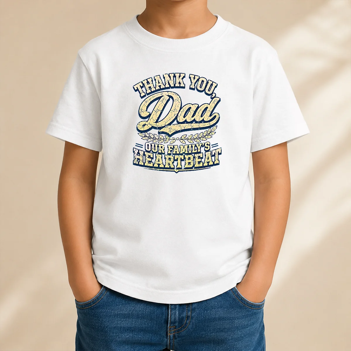 Nice Funny Family Celebration Dad Gratitude Retro Distressed Kids T Shirt in classic fit with vibrant print