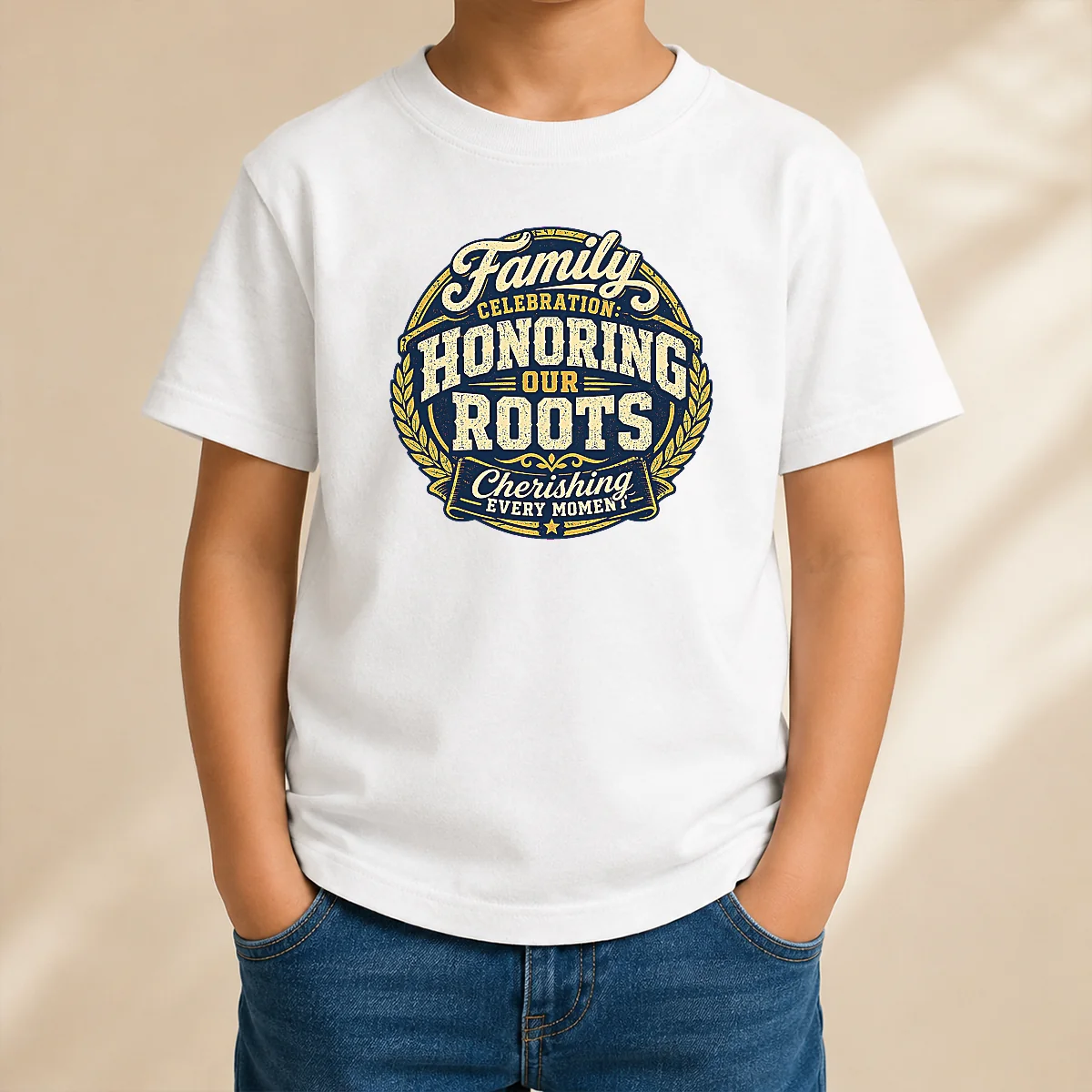 Nice Good Family Celebration Gratitude Mascot Badge Kids T-Shirt