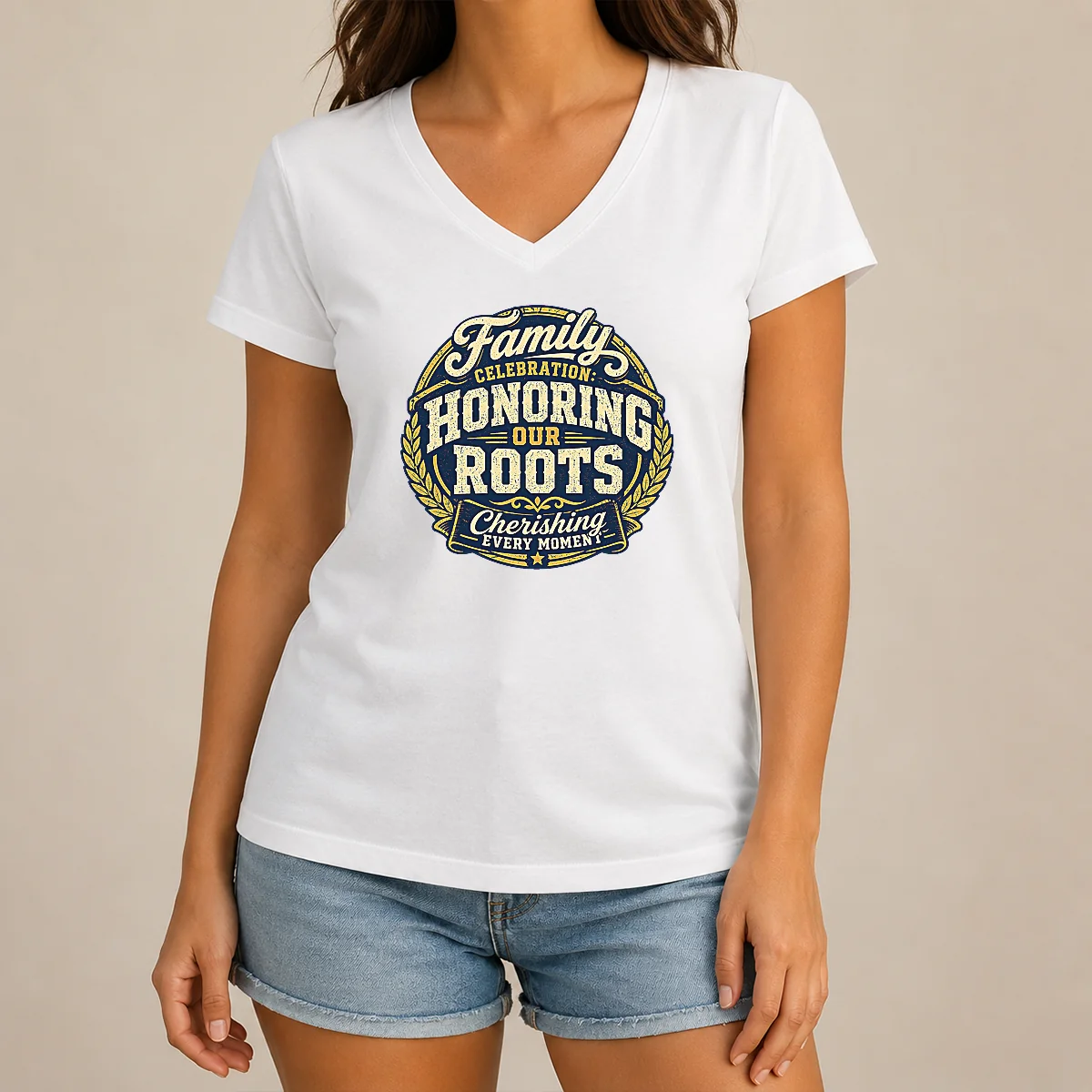Nice Good Family Celebration Gratitude Mascot V-Neck Shirt Nice Good Family Celebration Gratitude Mascot V-Neck Shirt