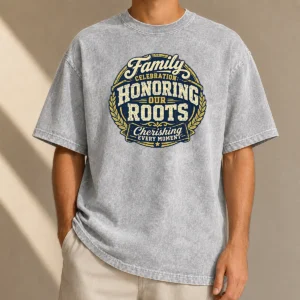Nice Good Family Celebration Gratitude Mascot Badge Washed T-Shirt