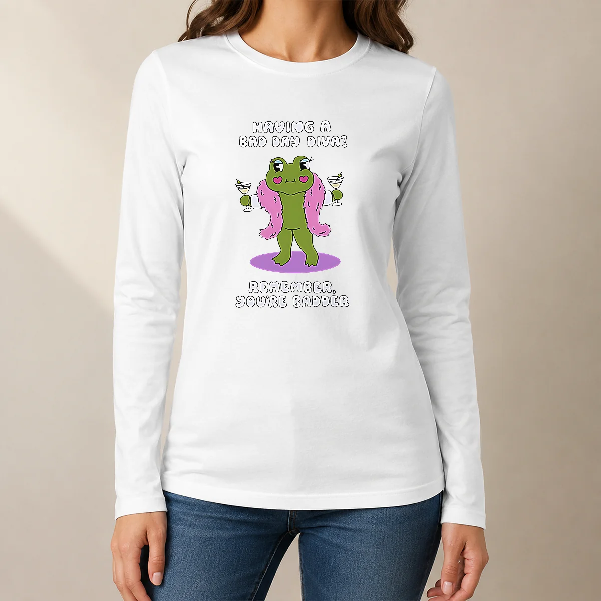 Nice Good Having A Bad Day Diva Remember You'Re Badder long sleeve shirt in black with bold white text design