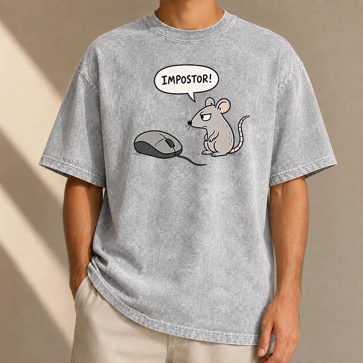 Nice Impistor Mouse Washed T Shirt in soft cotton fabric with a vintage washed look