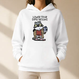 Nice Lower Your Expectations Raccoon Cartoon Hoodie
