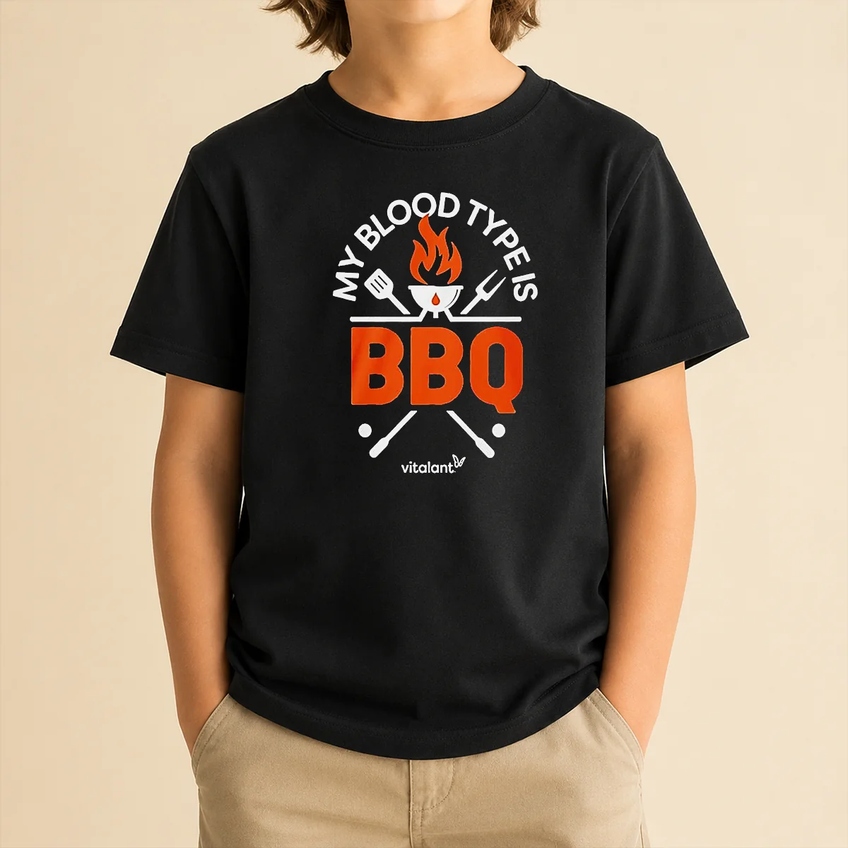 Nice My Blood Type Is BBQ Kids T-Shirt