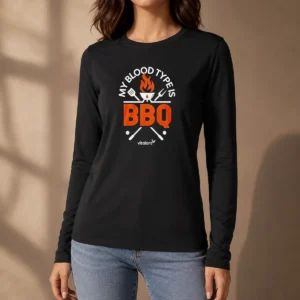 Nice My Blood Type Is BBQ Long Sleeve Shirt