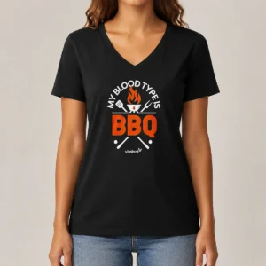 Nice My Blood Type Is BBQ V-Neck Shirt