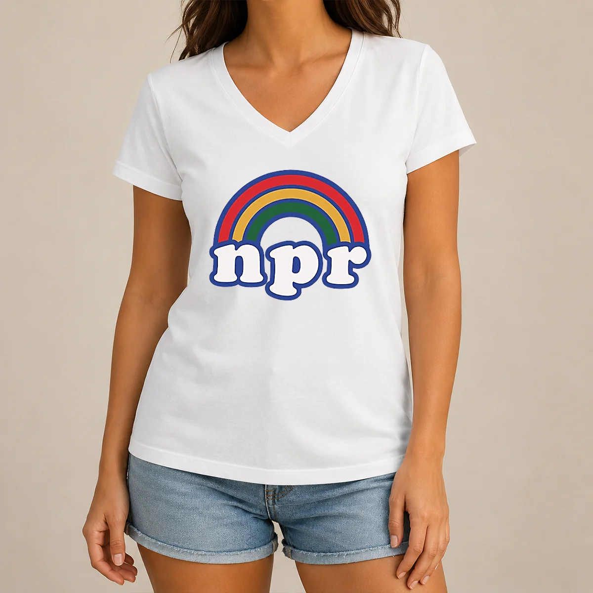 Nice NPR Rainbow V-Neck Shirt Nice NPR Rainbow V-Neck Shirt