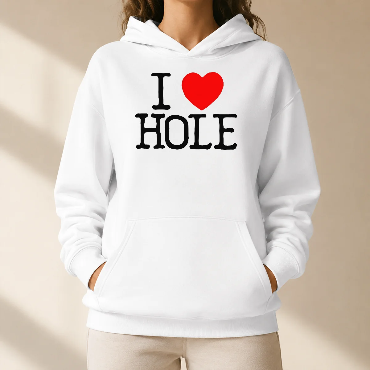 Nice Official I Love Hole Band Logo Alternative Rock Grunge Hoodie in black with front graphic print